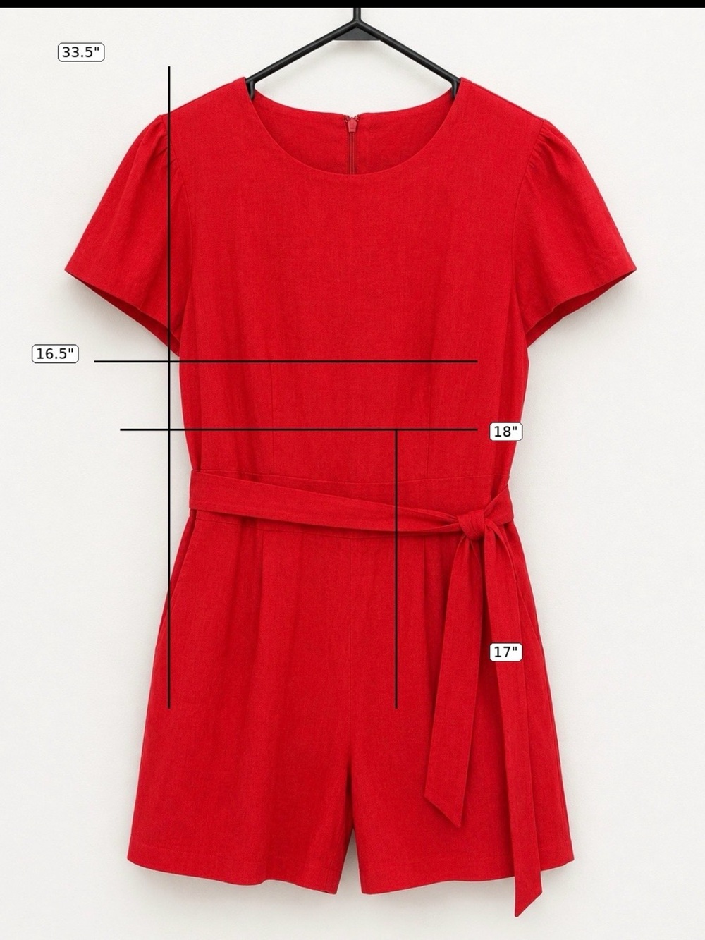 NWT Antonio Melani Red Linen Romper Size 16 - Picture 5 of 5